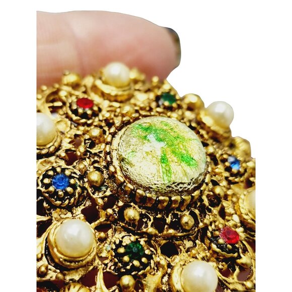 Vintage Pretty Unsigned Confetti Glass Brooch (A1474) - Picture 2 of 4